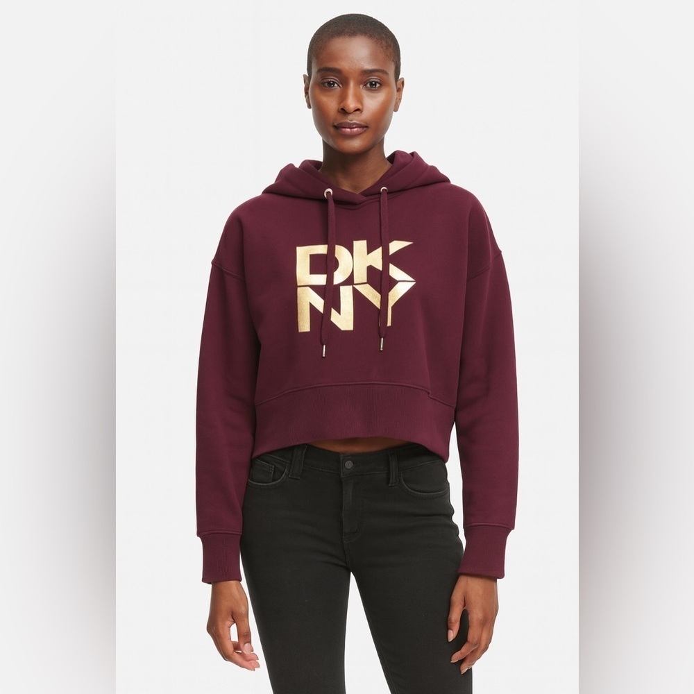 DKNY Women's Hoodie in Purple and Gold